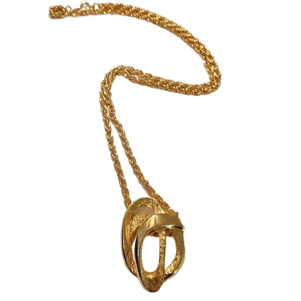 Mid Century Modernist Geometric Scarf Ring, Dress Clip Pendant Necklace